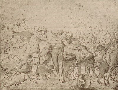 Sketch for Palazzo Magnani Frescos by Annibale Carracci